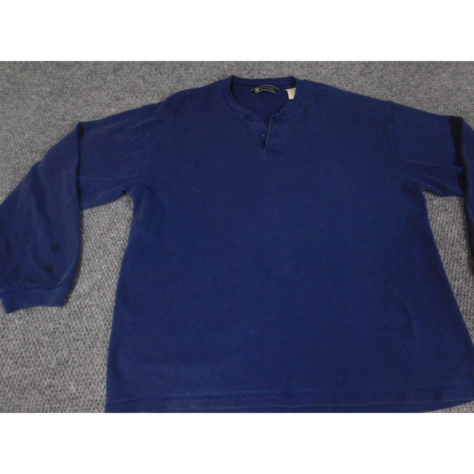 Vintage Maurices Mens Sweater Large Blue Henley Button Pullover Size US L / EU 52-54 / 3 - 3 Thumbnail