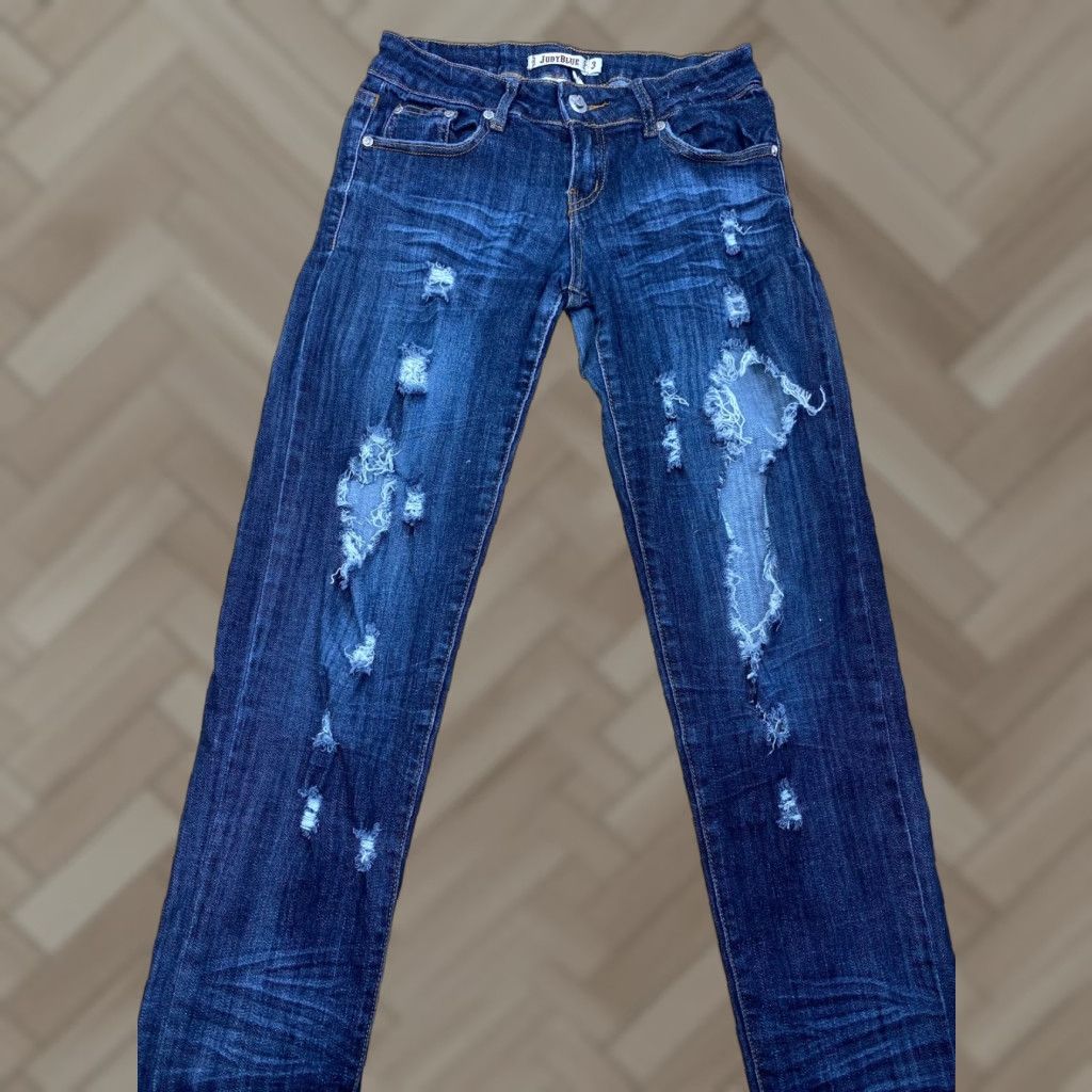 Vintage Womens Judy Blue Jeans Jeans Blue Size 3 x 32 Distress #2363 Size 26" / US 2 / IT 38 - 1 Thumbnail