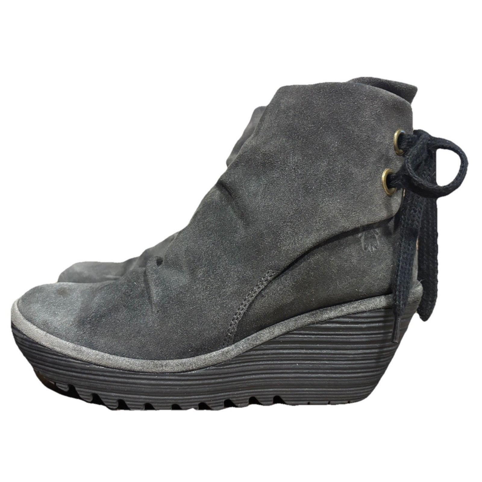 Fly London Fly London Yama Wedge Boots Women's SZ 38 Gray Suede Slouchy Size US 8 / IT 38 - 7 Thumbnail