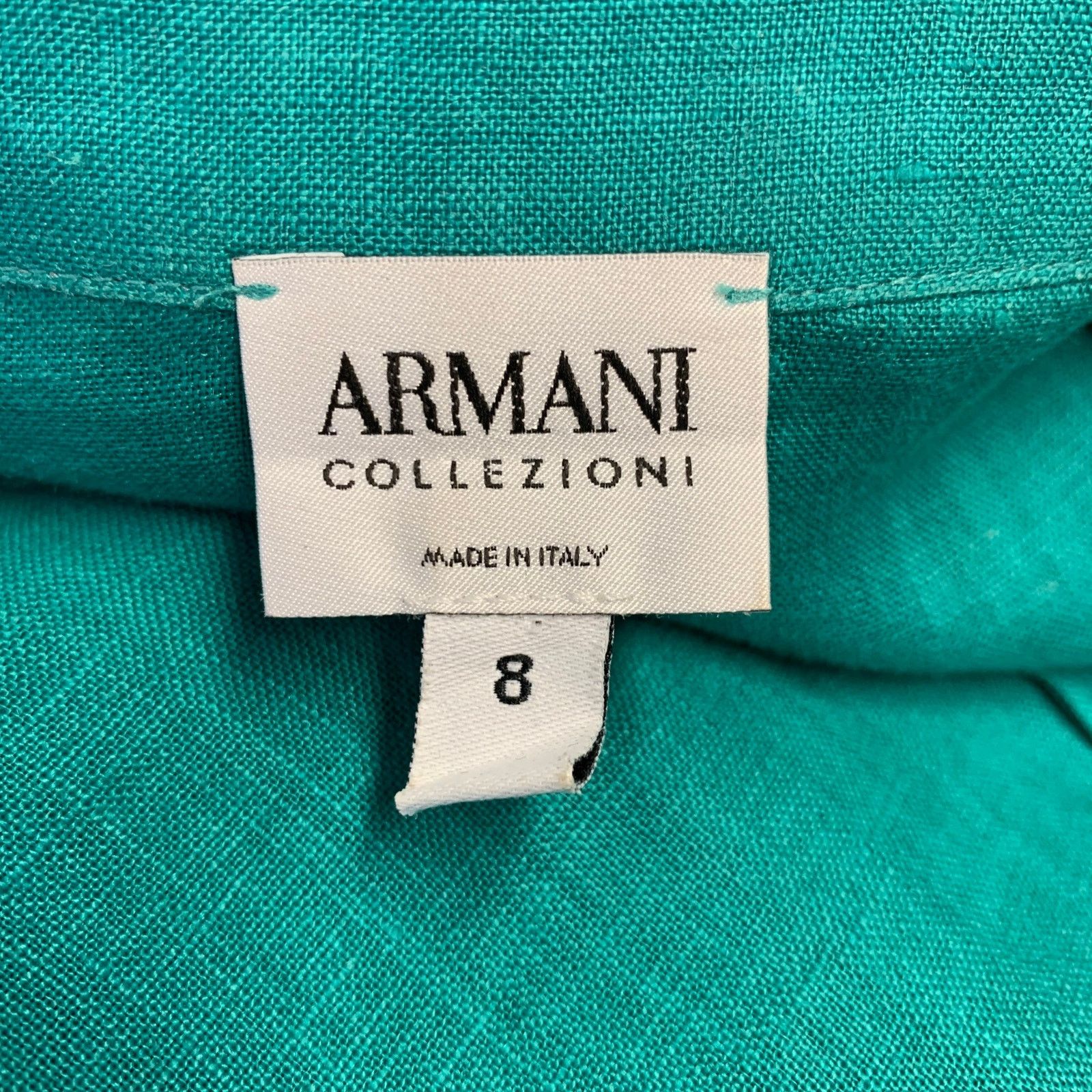 Giorgio Armani GIORGIO ARMANI Size 8 Teal Linen 3/4 Sleeves Shirt Size M / US 6-8 / IT 42-44 - 7 Thumbnail