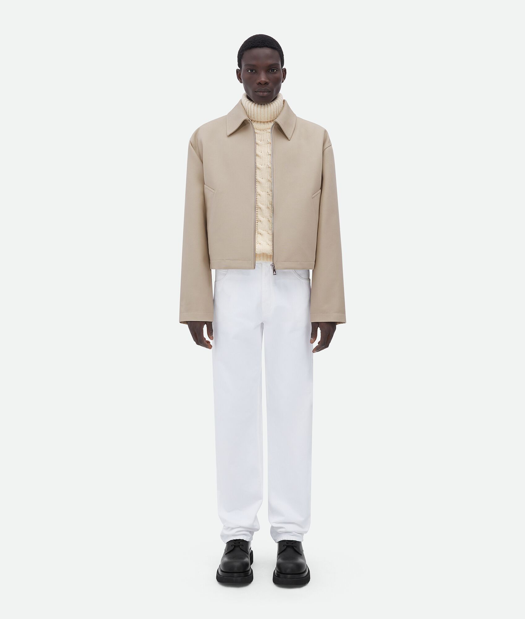 o1n1vont1224 Bonded Wool and Cotton Jacket in Beige