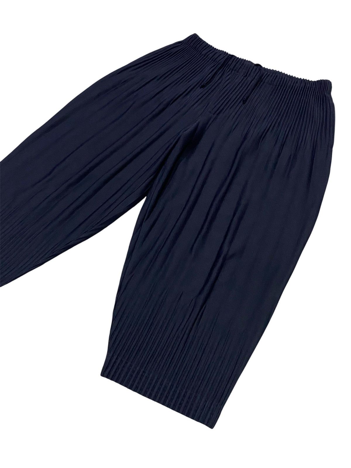 Issey Miyake Homme Plisse Issey Miyake Blue Black Pleated Cropped Pants Size US 34 / EU 50 - 24 Thumbnail