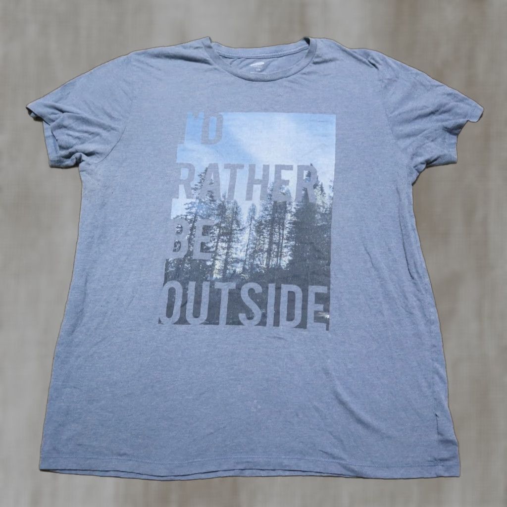 Old Navy Old Navy Shirt Mens Adult Medium Blue "I'd Rather Be Outside" T-Shirt Size US 31 - 1 Thumbnail