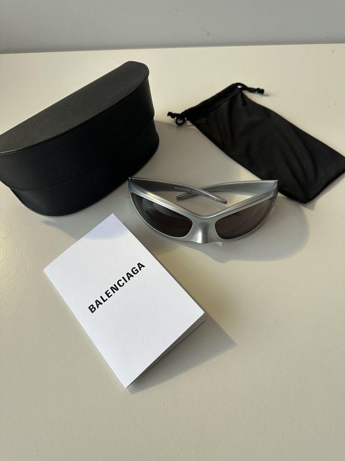 Balenciaga Balenciaga skin cat silver sunglasses Size ONE SIZE - 8 Thumbnail
