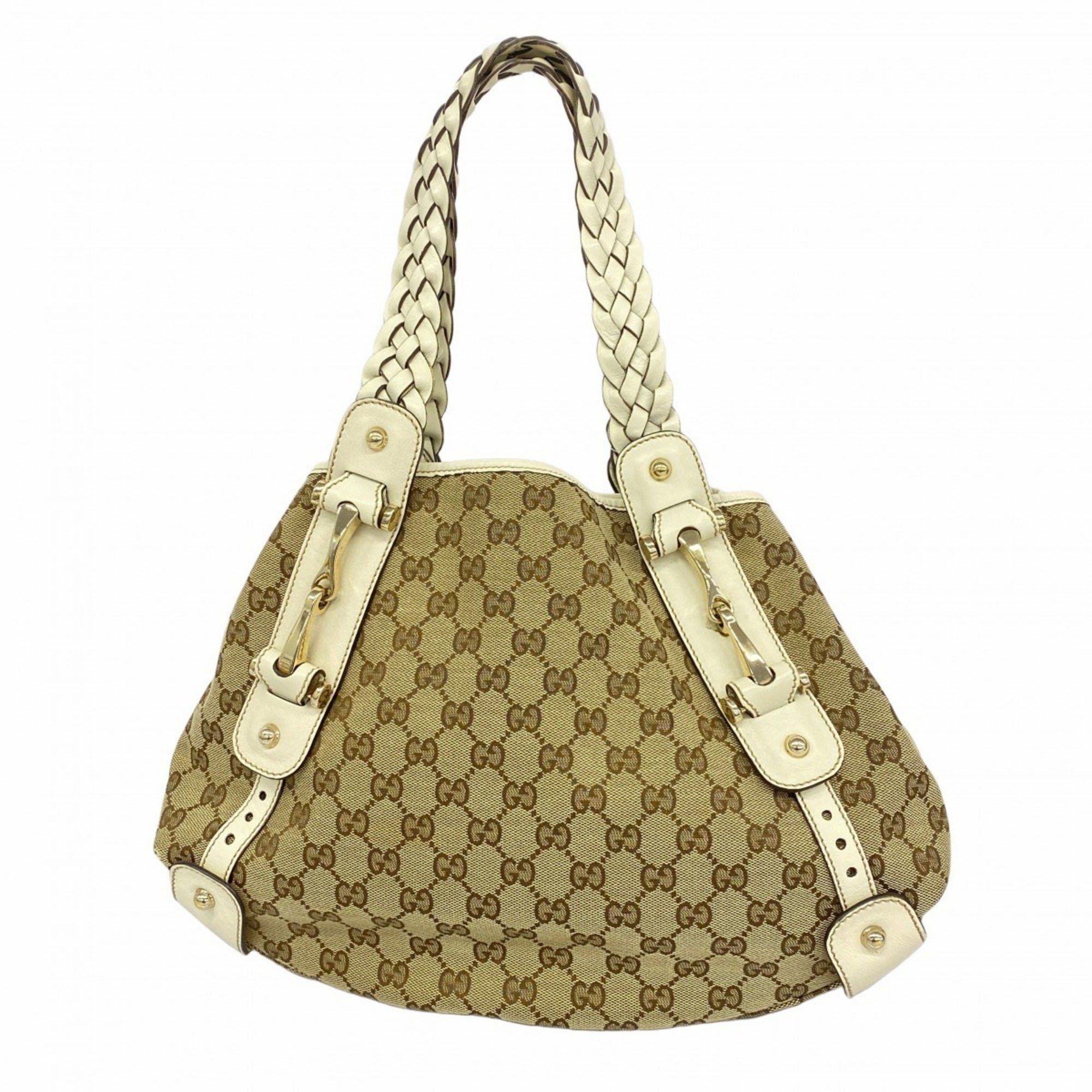 Gucci Shoulder Bag GG Canvas 162900 Brown Ivory Champagne Women's