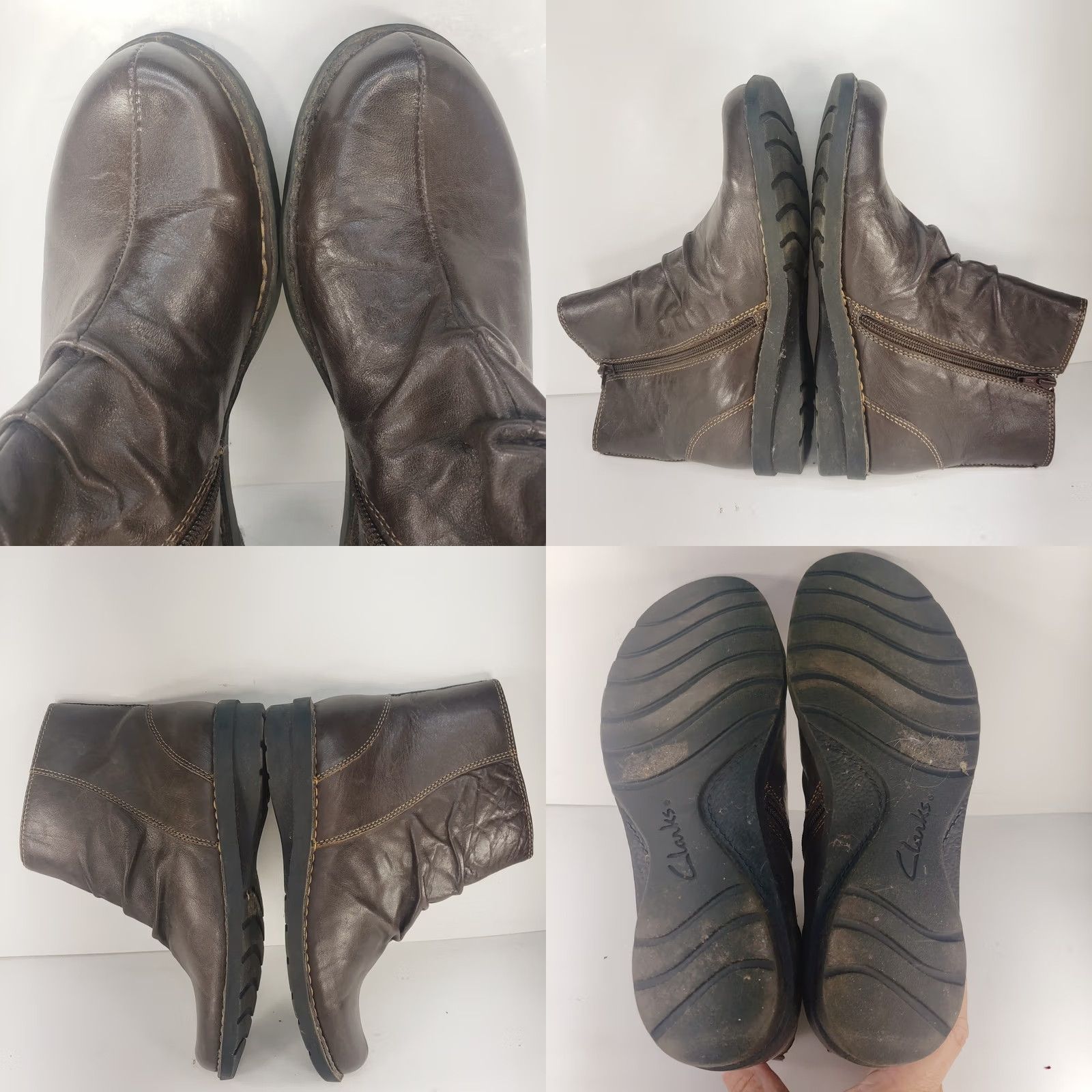 Clarks Clarks Women's Brown Leather Zip Comfort Ankle Boots Sz 8 Style Bootie 83538 Size US 8 / IT 38 - 8 Thumbnail