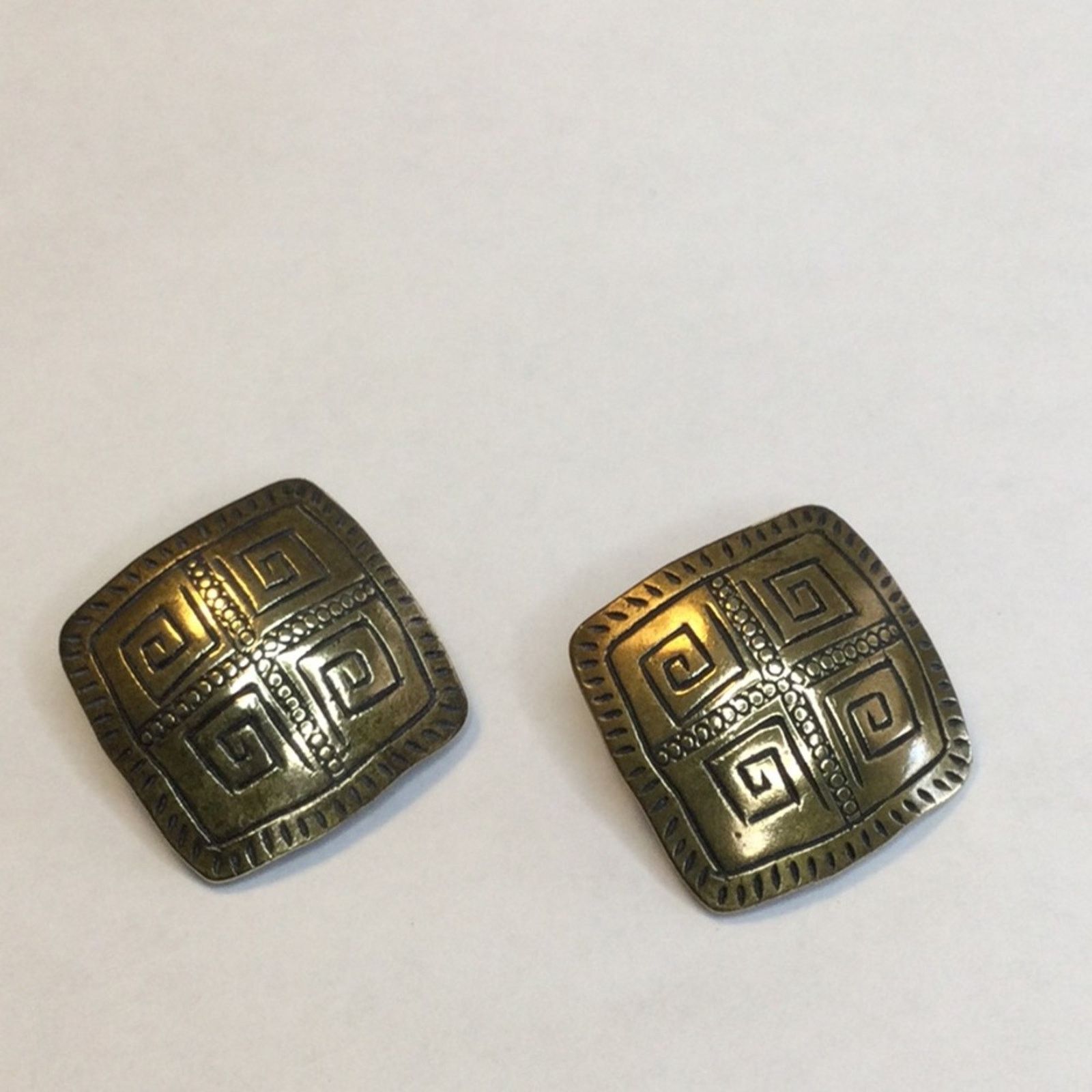 Other Vintage Modernist Bronze Tribal Aztec Design ClipOn Earrings Size ONE SIZE - 1 Thumbnail