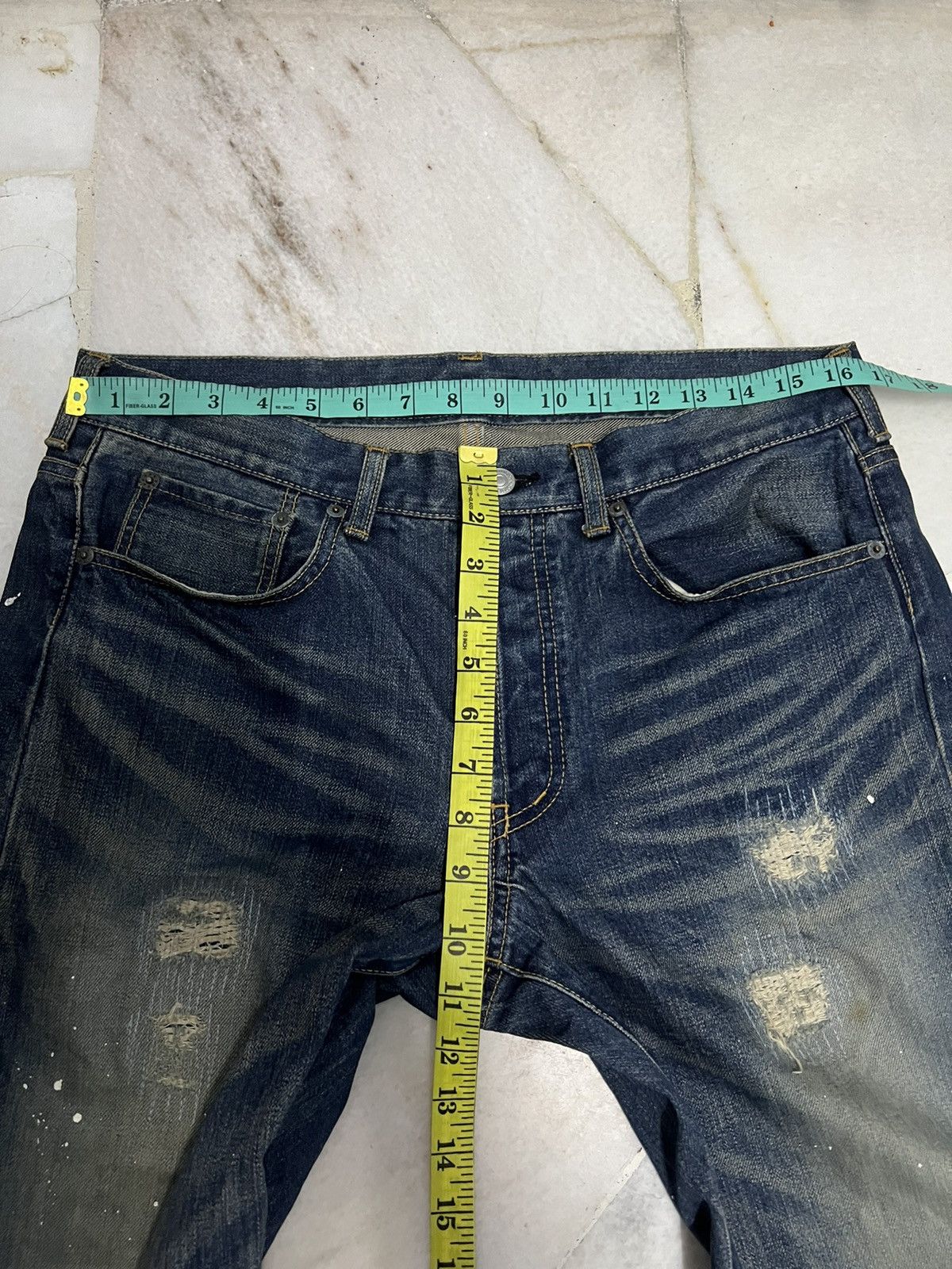 If Six Was Nine × Takeo Kikuchi TAKEO KIKUCHI JAPAN PAINT SPLATTER DISTRESSED PATCH JEANS Size US 33 - 15 Thumbnail