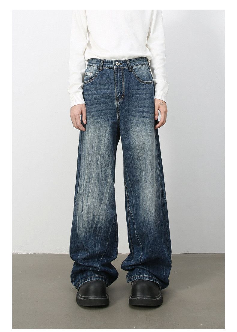 Japanese Brand × Jean Vintage distressed men's ripple loose straight jeans Size US 34 / EU 50 - 2 Thumbnail