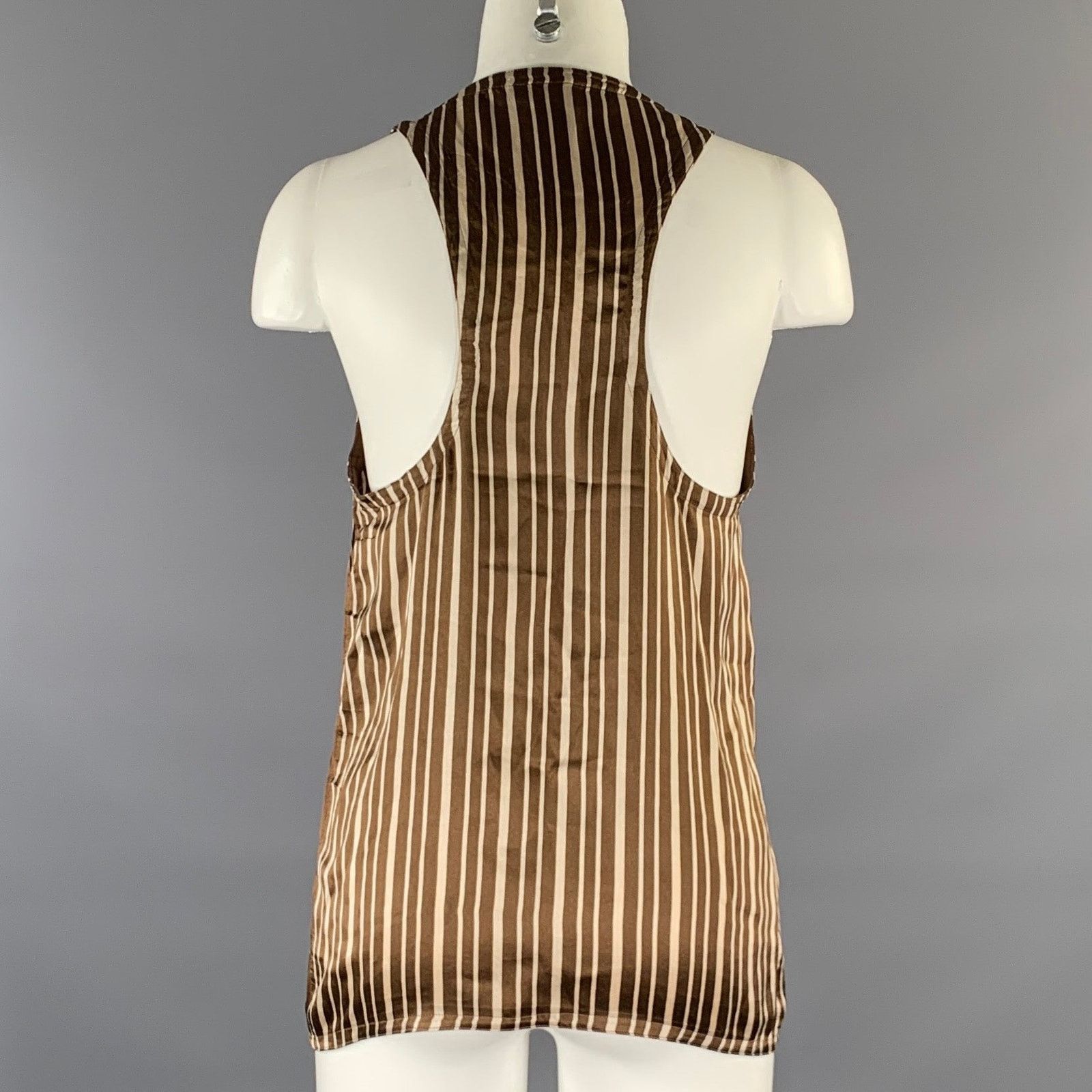 Versace GIANNI VERSACE Size S Brown Tan Stripe Tank Dress Top Size S / US 4 / IT 40 - 3 Thumbnail