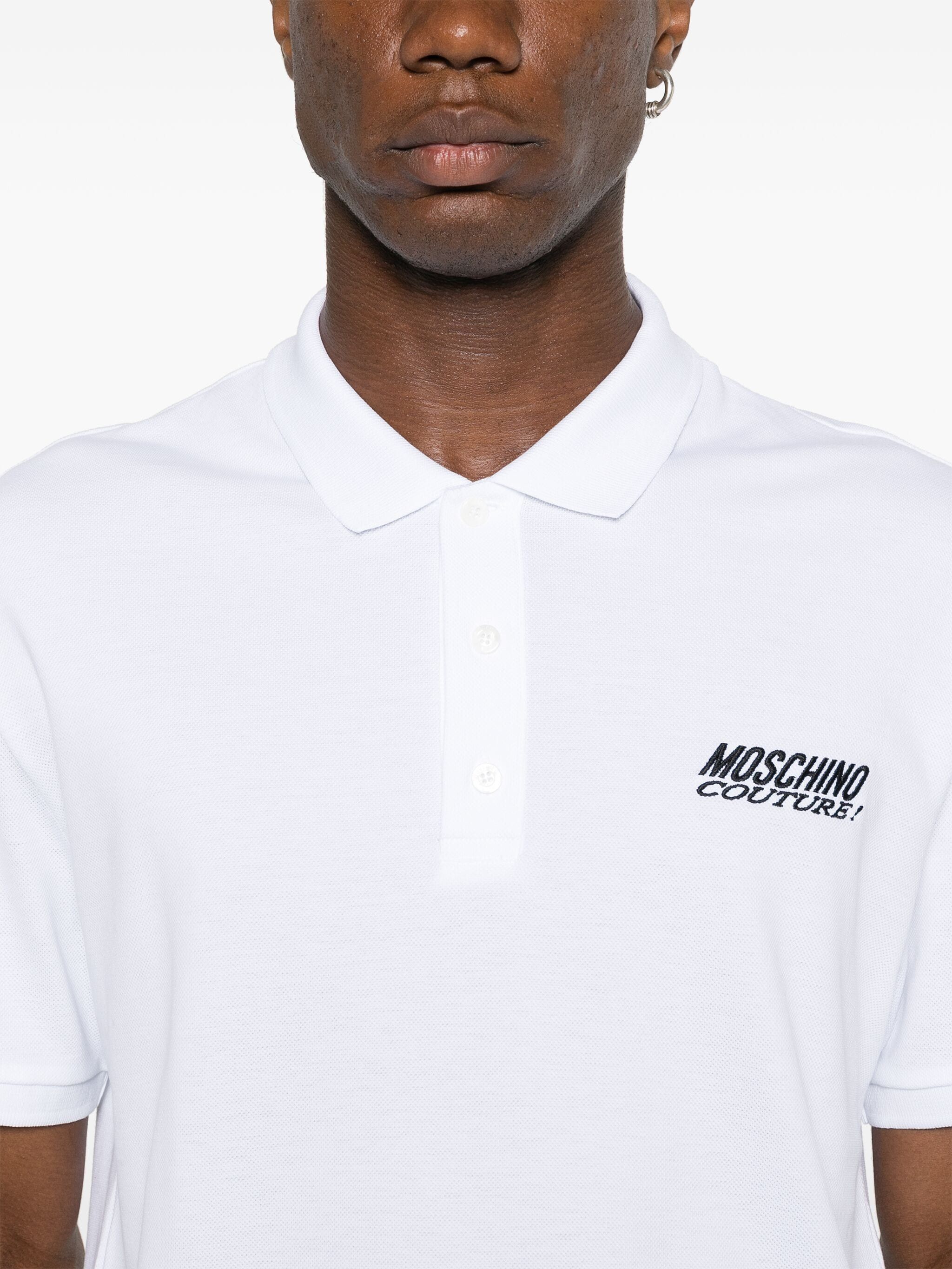 Moschino o1s22i1n0924 Embroidered Logo Polo Shirt in White Size US M / EU 48-50 / 2 - 5 Thumbnail