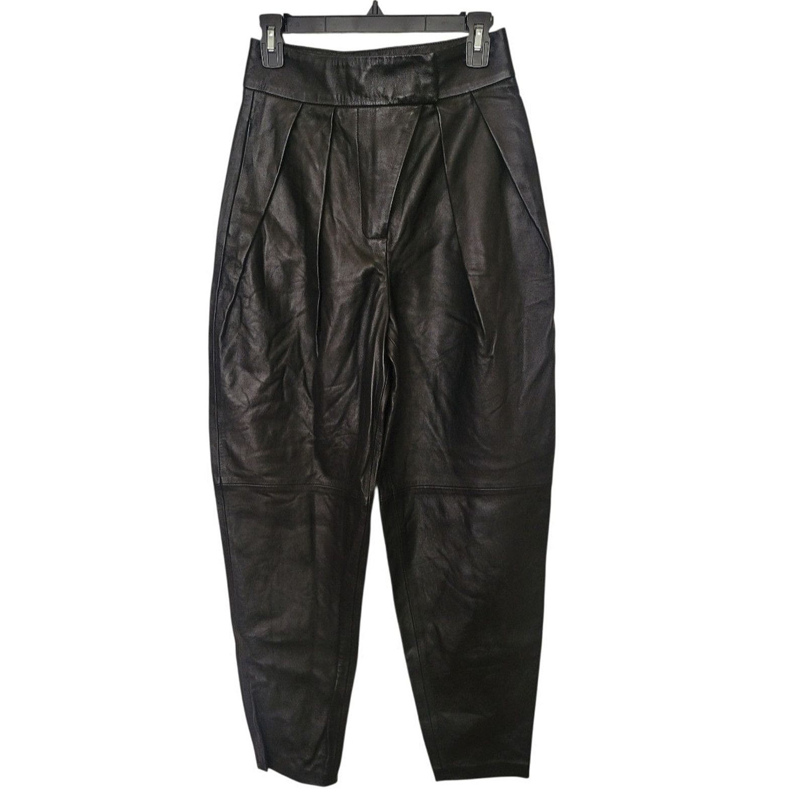 & Other Stories L’Academie Black Kathryn Leather Women Pants Size S Size 27" / US 4 / IT 40 - 2 Thumbnail