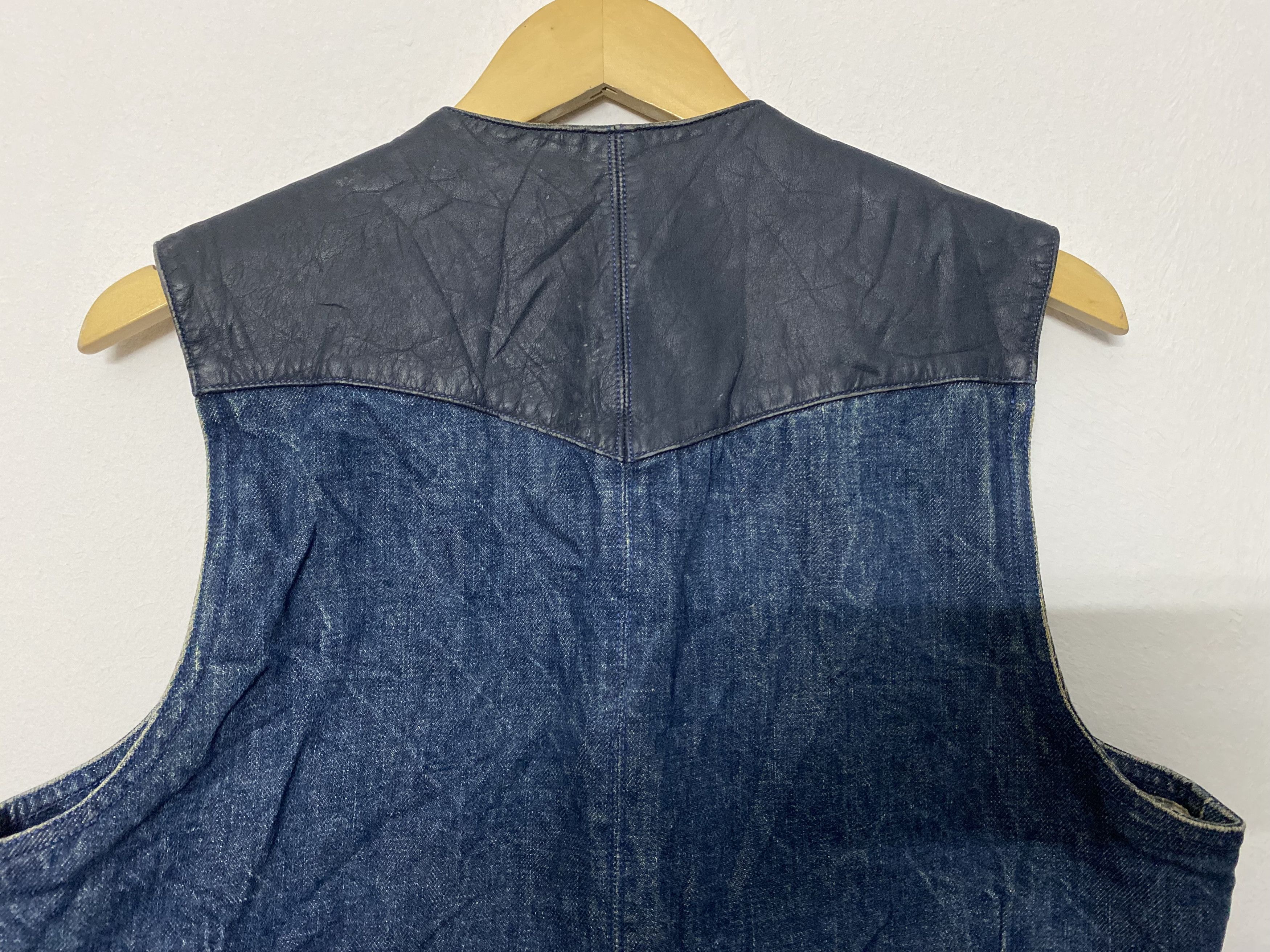 Japanese Brand Papas Maniere De Heming Denim Leather Western Vest Size S Size 48R - 10 Thumbnail