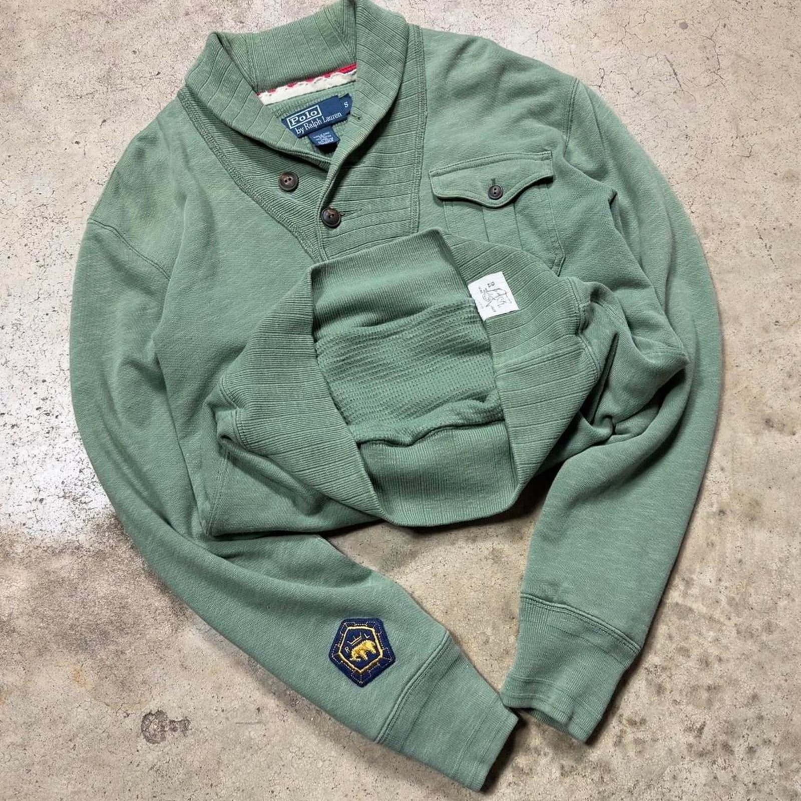 Japanese Brand × Polo Ralph Lauren Polo Ralph Lauren Military Green Streetwear Sweater Cardigan Size US M / EU 48-50 / 2 - 3 Thumbnail