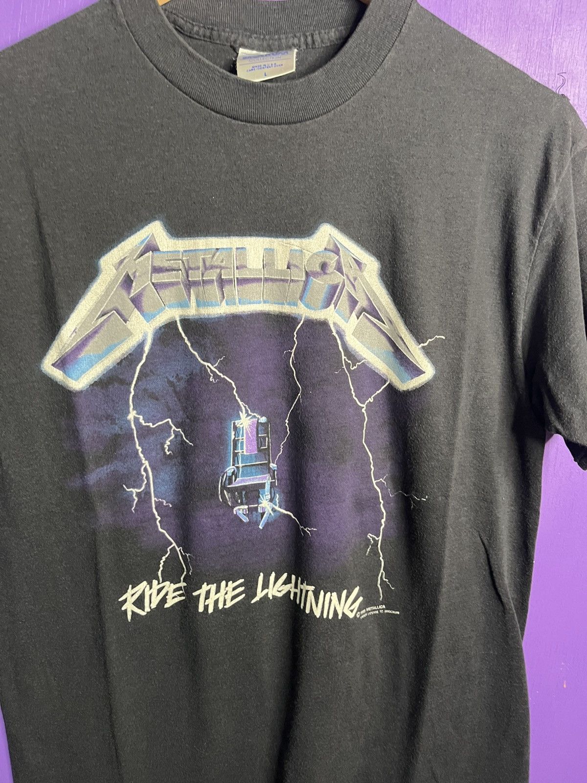 Band Tees × Vintage Vintage 1989 Metallica ride the lightning tour t-shirt Size US M / EU 48-50 / 2 - 3 Thumbnail