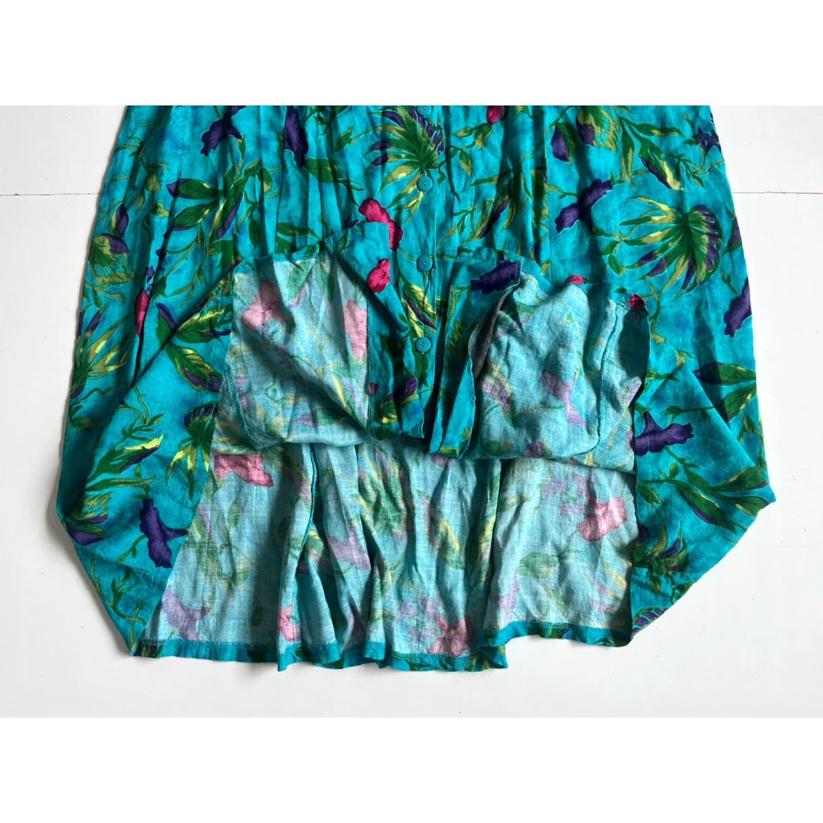 Vintage VINTAGE Donna Ricco Maxi Dress Cap Sleeve Floral Button Shirt Dress Blue 18 Size XXL / US 16-18 / IT 52-54 - 6 Thumbnail