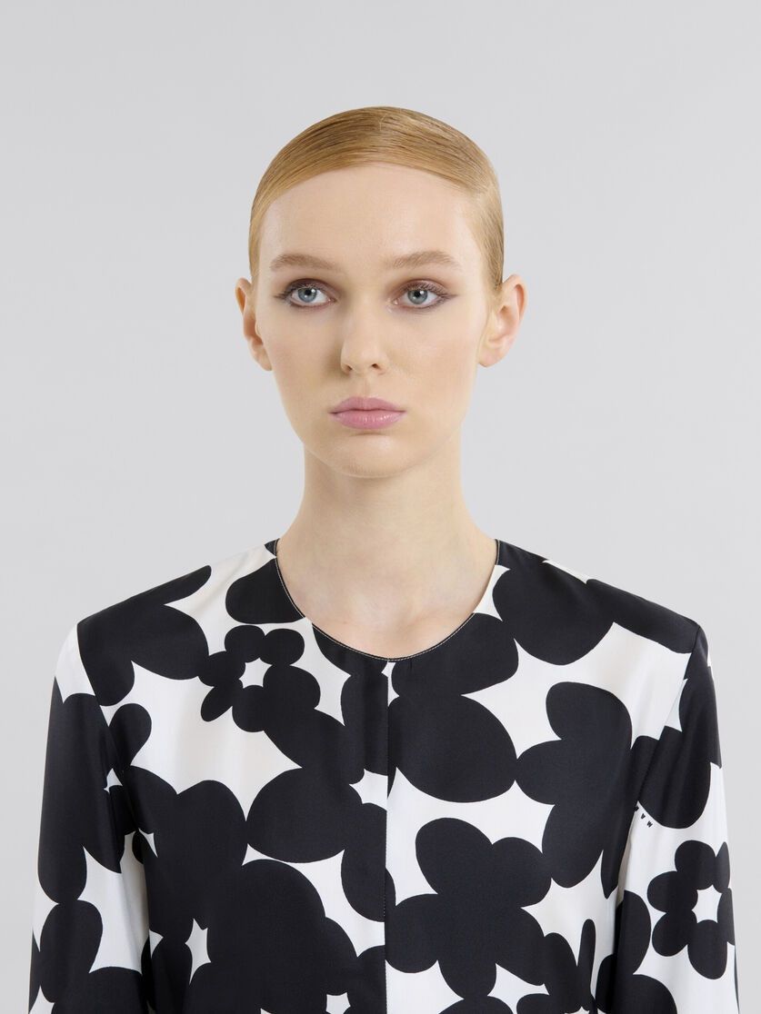 Marni o1f1d3z0326 Silk Twill Midi Dress in Black/White Size XL / US 12-14 / IT 48-50 - 4 Thumbnail
