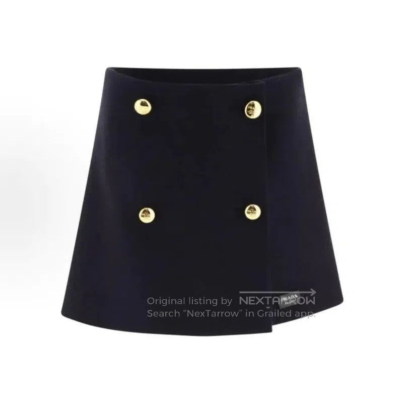 Prada Black Wool Women's Midi Skirt.