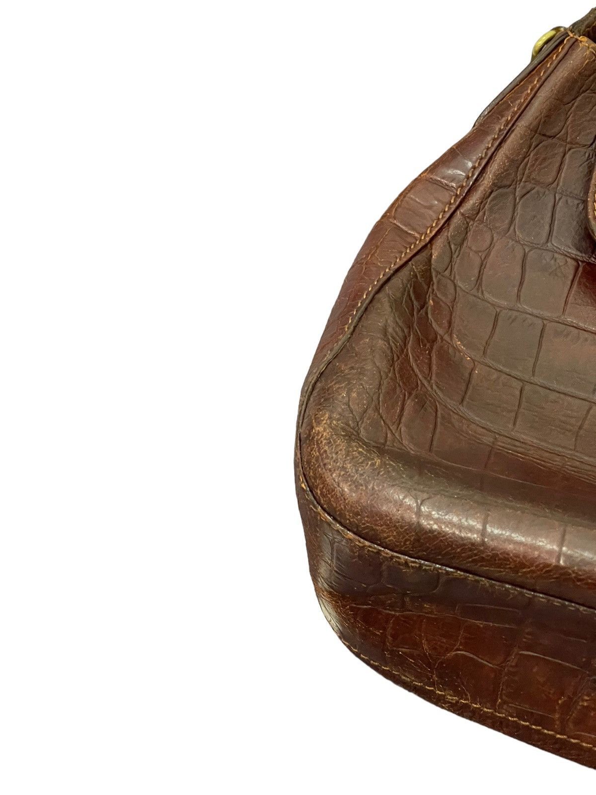 Genuine Leather Crocodile Embossed The Bridge Italy Leather Shoulder Bag Size ONE SIZE - 8 Thumbnail