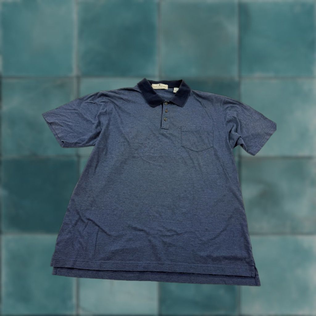 Vintage John Ashford Golf Polo Shirt Mens L Blue 100% Cotton Pocket Casual Top Size US L / EU 52-54 / 3 - 1 Thumbnail