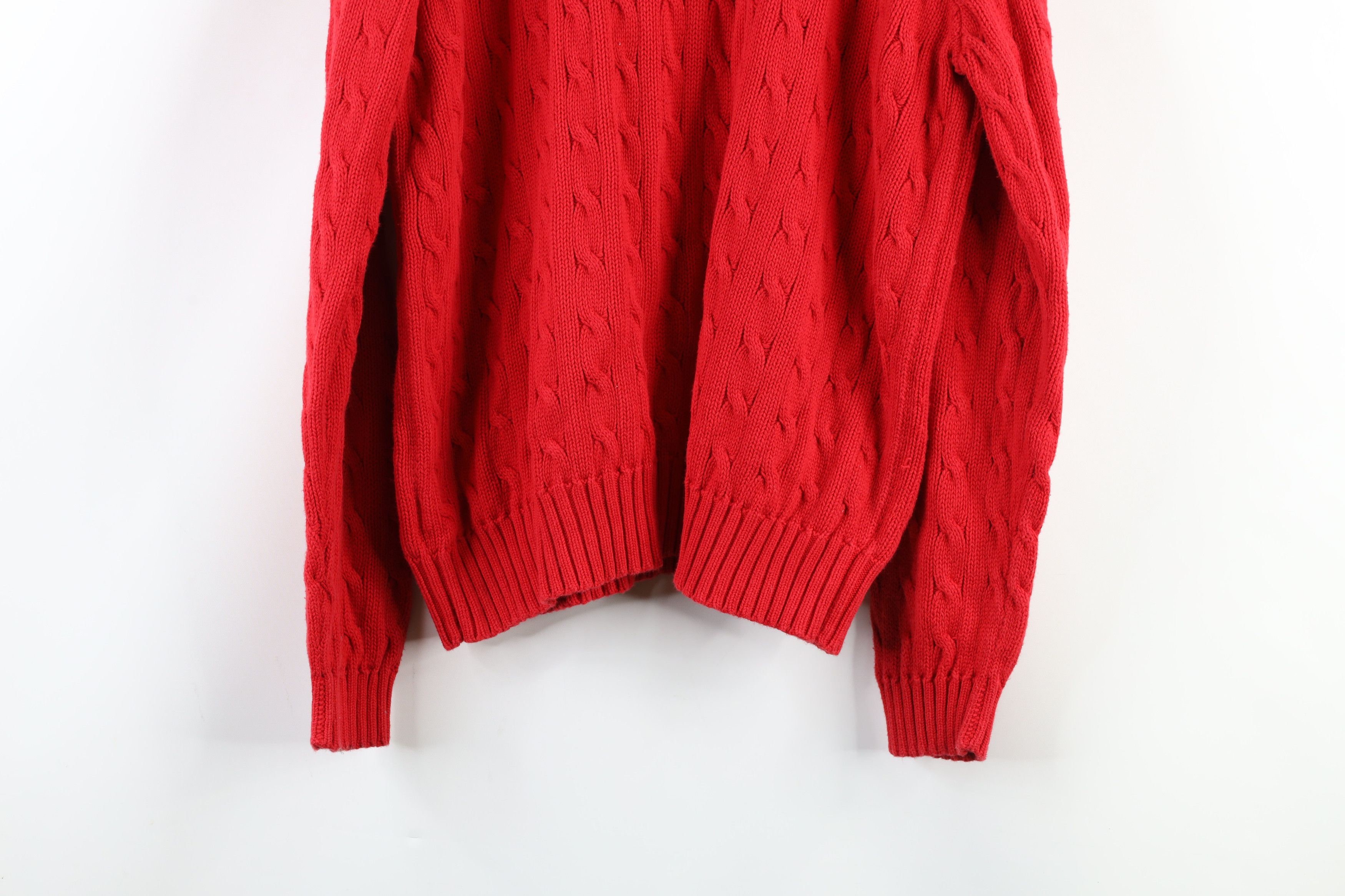 Polo Ralph Lauren Vintage 90s Ralph Lauren Cable Knit Crewneck Sweater Red Size US XL / EU 56 / 4 - 8 Thumbnail