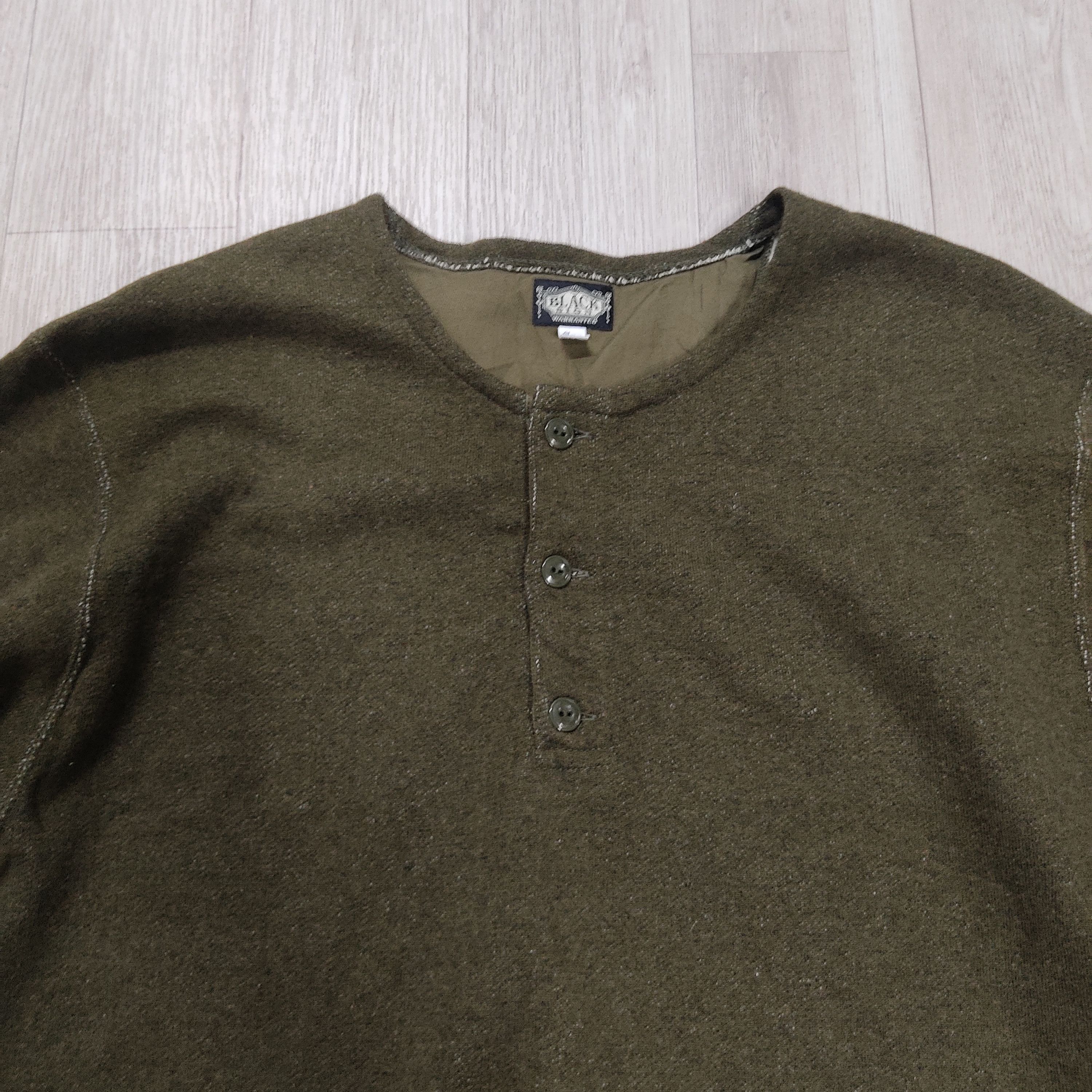 BLACK SIGN BLACK SIGN Olive Cotton Wool Cashmere Henley Sweatshirt Size US L / EU 52-54 / 3 - 7 Thumbnail