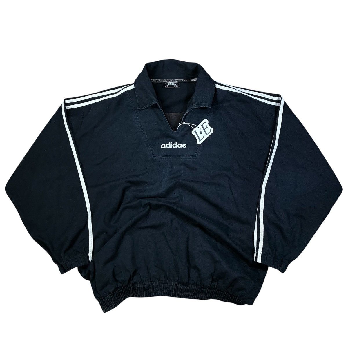 Vintage Adidas Track Jacket Black 90s 3 Stripe Windbreaker
