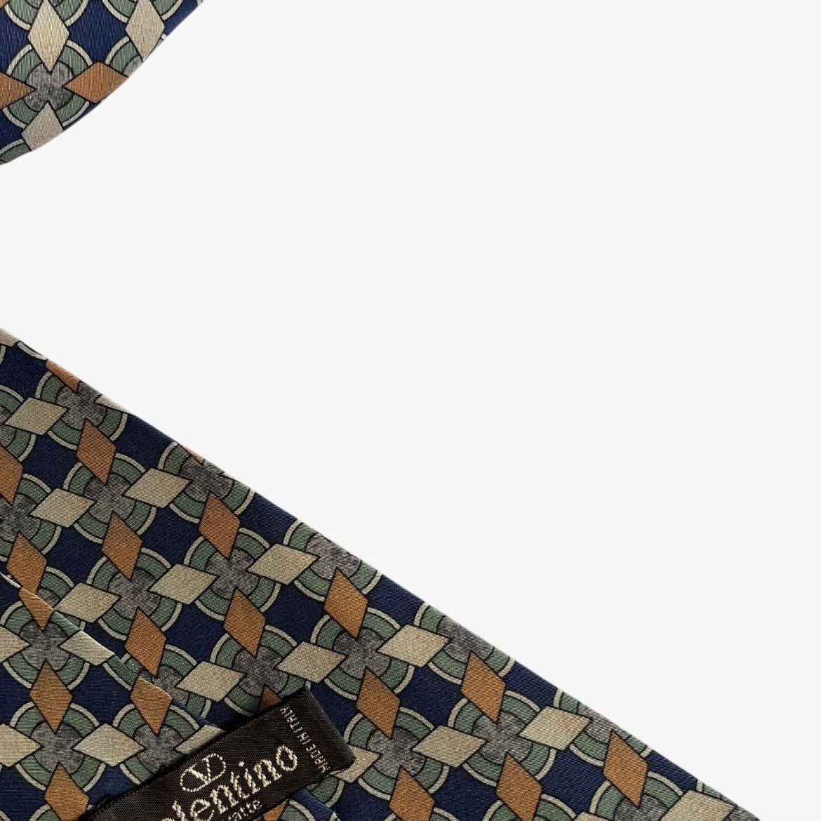 Valentino Vintage 90s Valentino Geometric Abstract Print Navy Silk Tie Size ONE SIZE - 5 Thumbnail