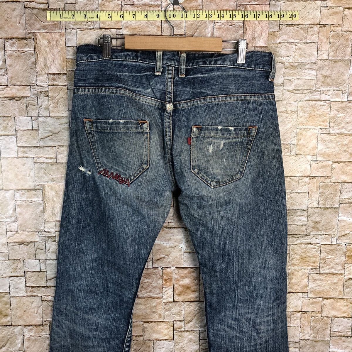 Japanese Brand Olive Des Olive Jeans Blue Distressed Denim Pants #A451 Size US 32 / EU 48 - 18 Thumbnail