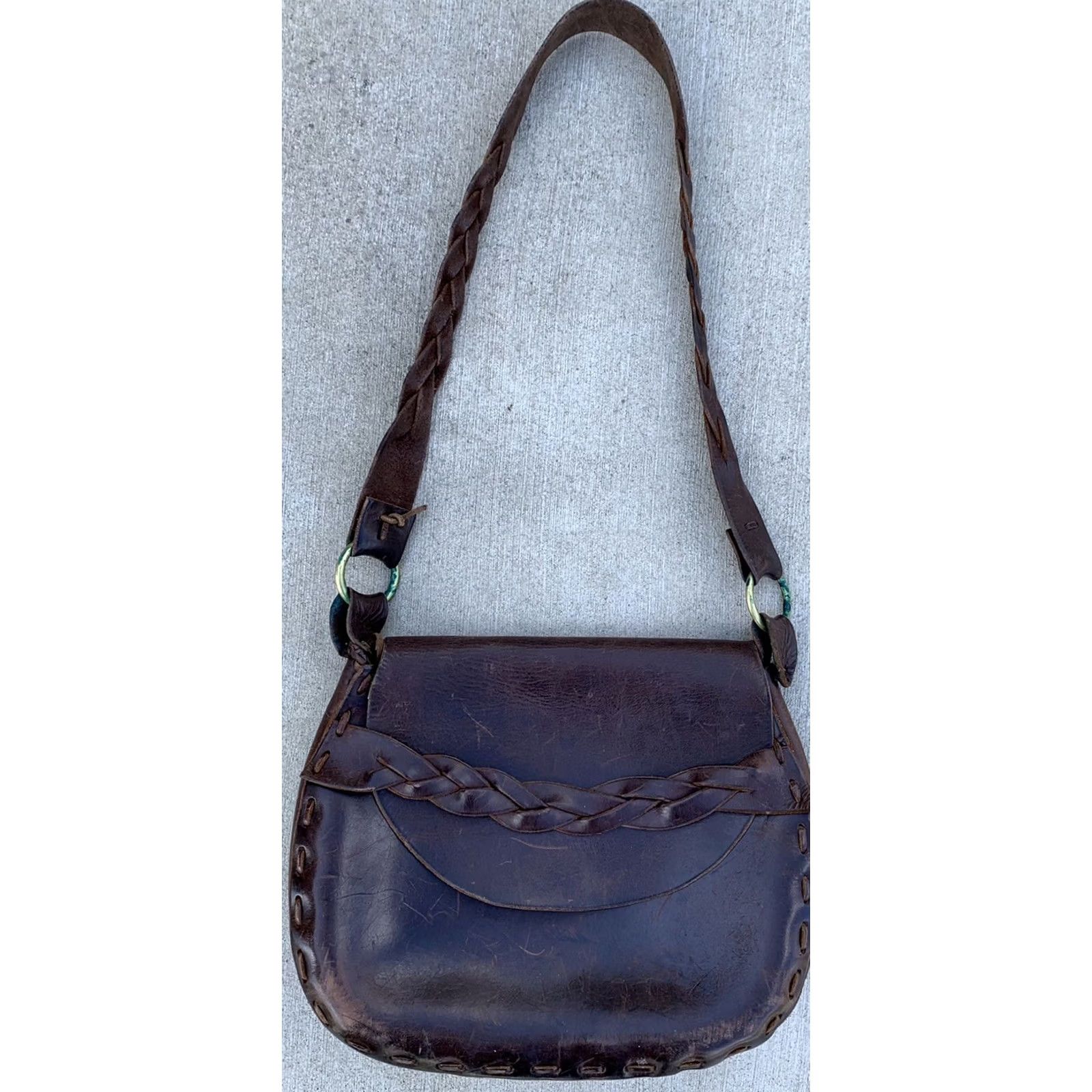 Vintage VINTAGE Tooled Leather Purse Shoulder Bag Brown 1970s Hippie Chic Boho Hippy Women Size ONE SIZE - 2 Thumbnail