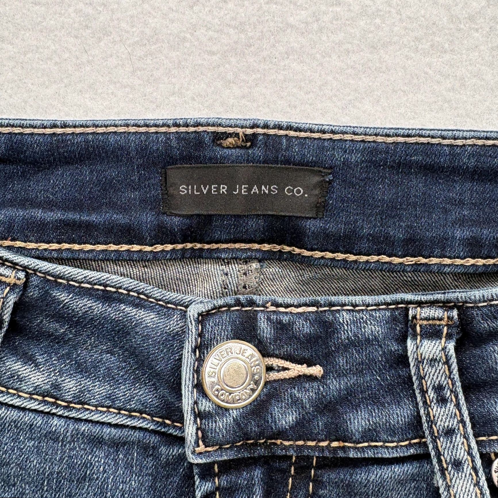 Silver Jeans Co. VINTAGE Silver Jeans Elyse Slim Boot Womens 27x29 Blue Mid Rise Distressed Denim Grunge Size 27" / US 4 / IT 40 - 5 Thumbnail