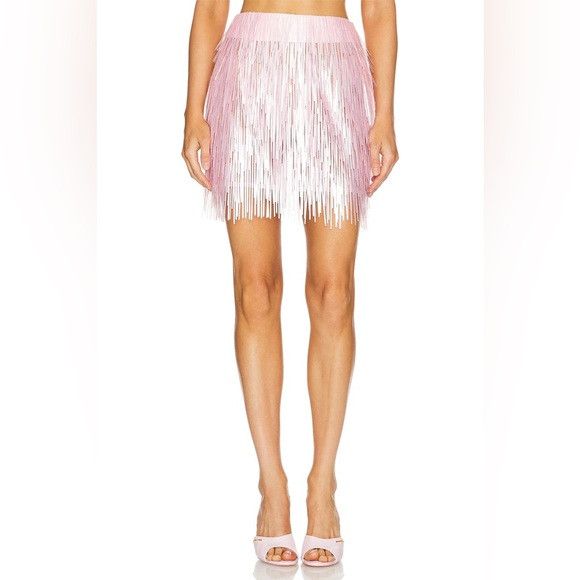 Other MARIANDREE GAITAN Paula Elegant Pink Fringe Skirt SMALL Size 26" / US 2 / IT 38 - 2 Thumbnail