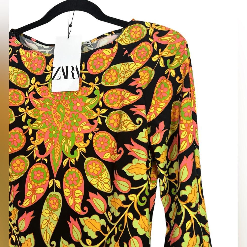 Zara Zara l NWOT Retro Paisley Long Sleeve Mini Dress XS Size XS / US 0-2 / IT 36-38 - 3 Thumbnail