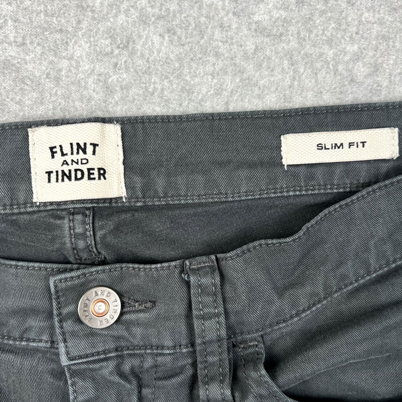 Flint And Tinder Flint & Tinder Pants Mens Slim Fit Stretch Chino 32x32 Grey Size US 32 / EU 48 - 3 Thumbnail