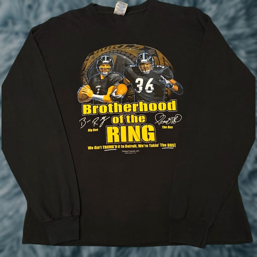 Vintage VINTAGE Pittsburg Steelers Big Ben The Bus Bettis VTG Long Sleeve Shirt Mens XL Black NFL 90s Jerome Bettis Ben Roethlisberger Size US XL / EU 56 / 4 - 1 Thumbnail