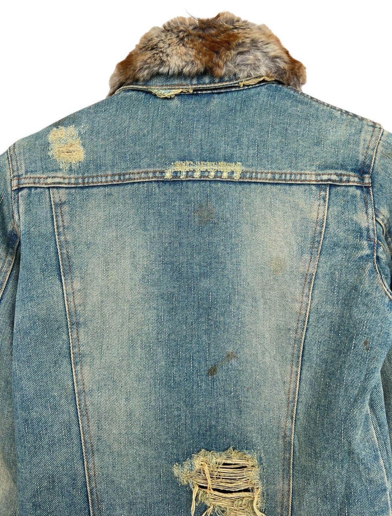 Japanese Brand Japanese Brand Fur Denim Jacket Distressed Denim Jacket S Size S / US 4 / IT 40 - 8 Thumbnail