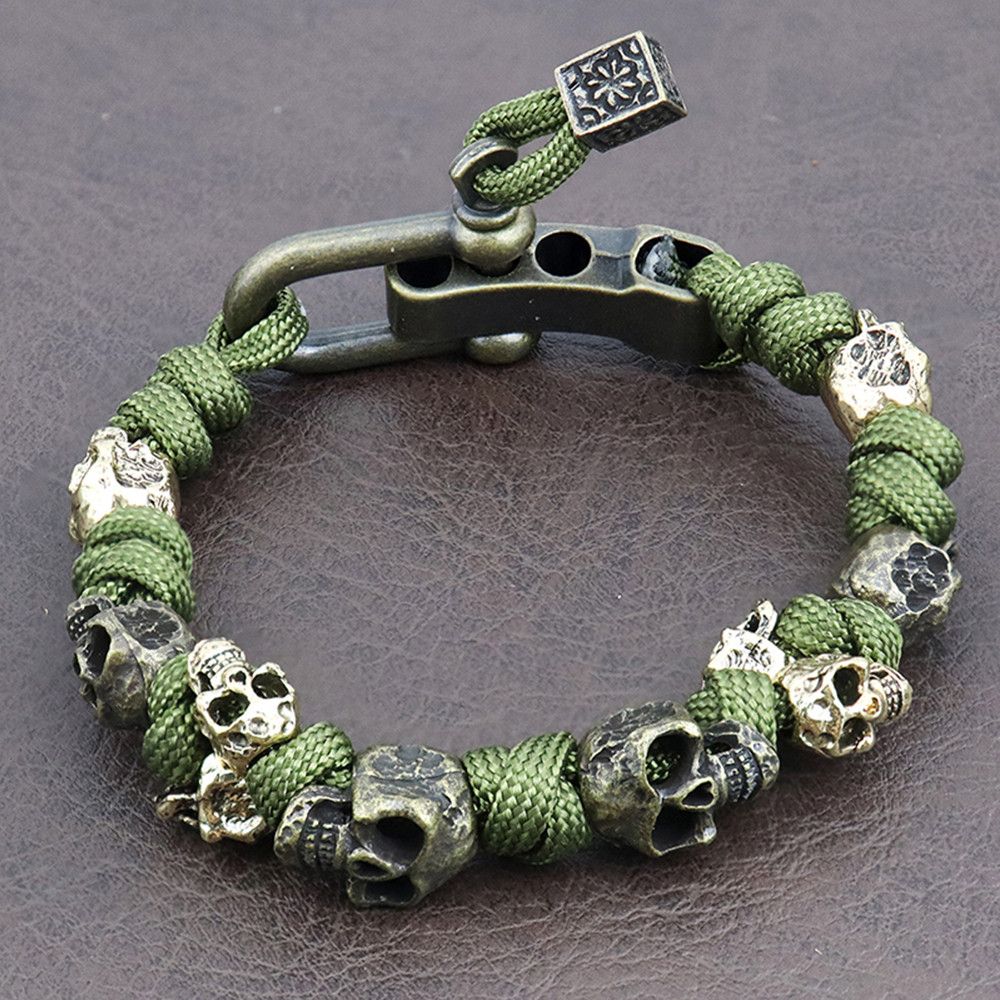 Other Adjustable Unique Skull Bracelets Handmade Woven Bracelet Size ONE SIZE - 1 Thumbnail