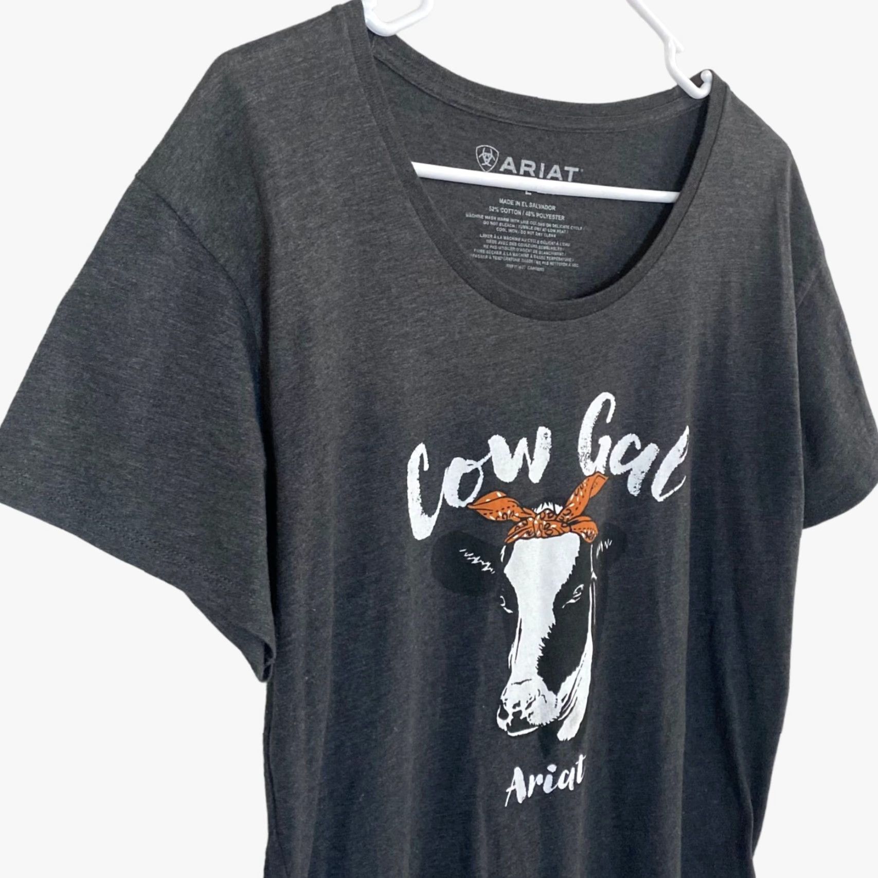 Ariat VINTAGE Ariat Cow Gal Graphic T Shirt Charcoal Gray Short Sleeve Womens Large L Woman T-Shirt Gray Cotton Blend Short Sleeve Gal Graphic Size L / US 10 / IT 46 - 4 Thumbnail