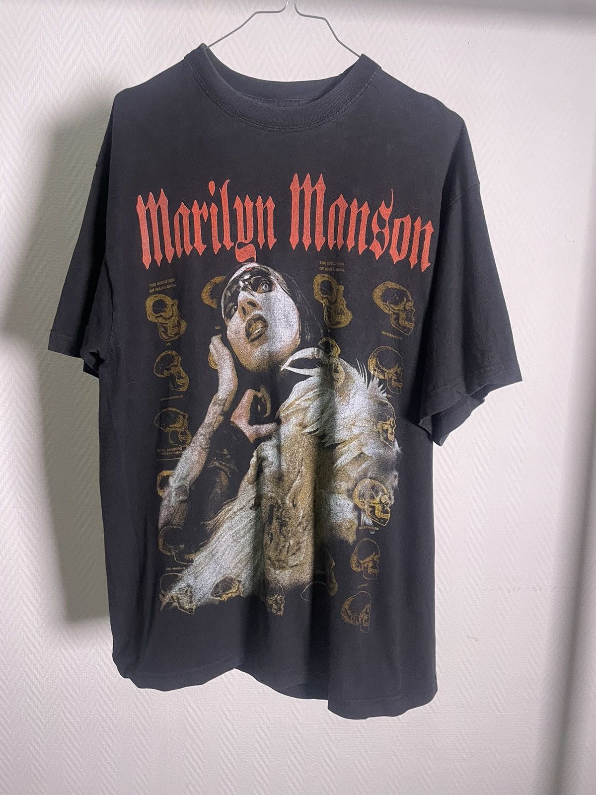 image of Band Tees x Marilyn Manson 00’S Marilyn Manson Skulls Tee Size XL in Black, Men's