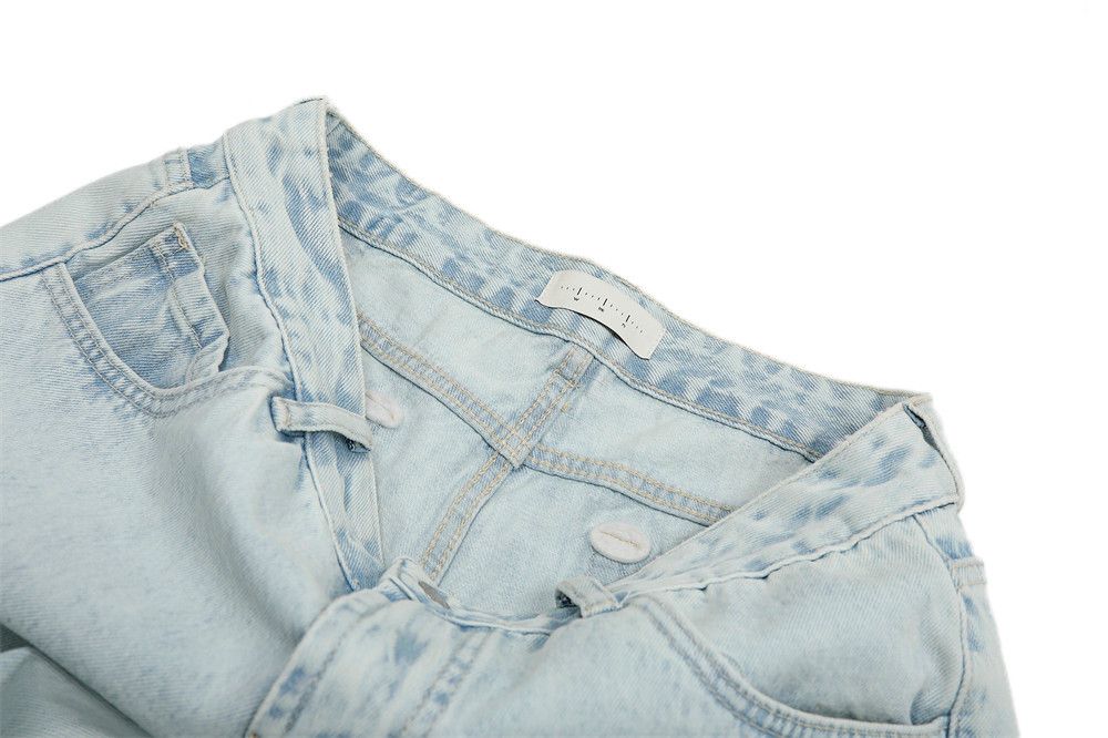 Jean Men's washed straight leg loose casual light-colored jeans Size US 32 / EU 48 - 4 Thumbnail