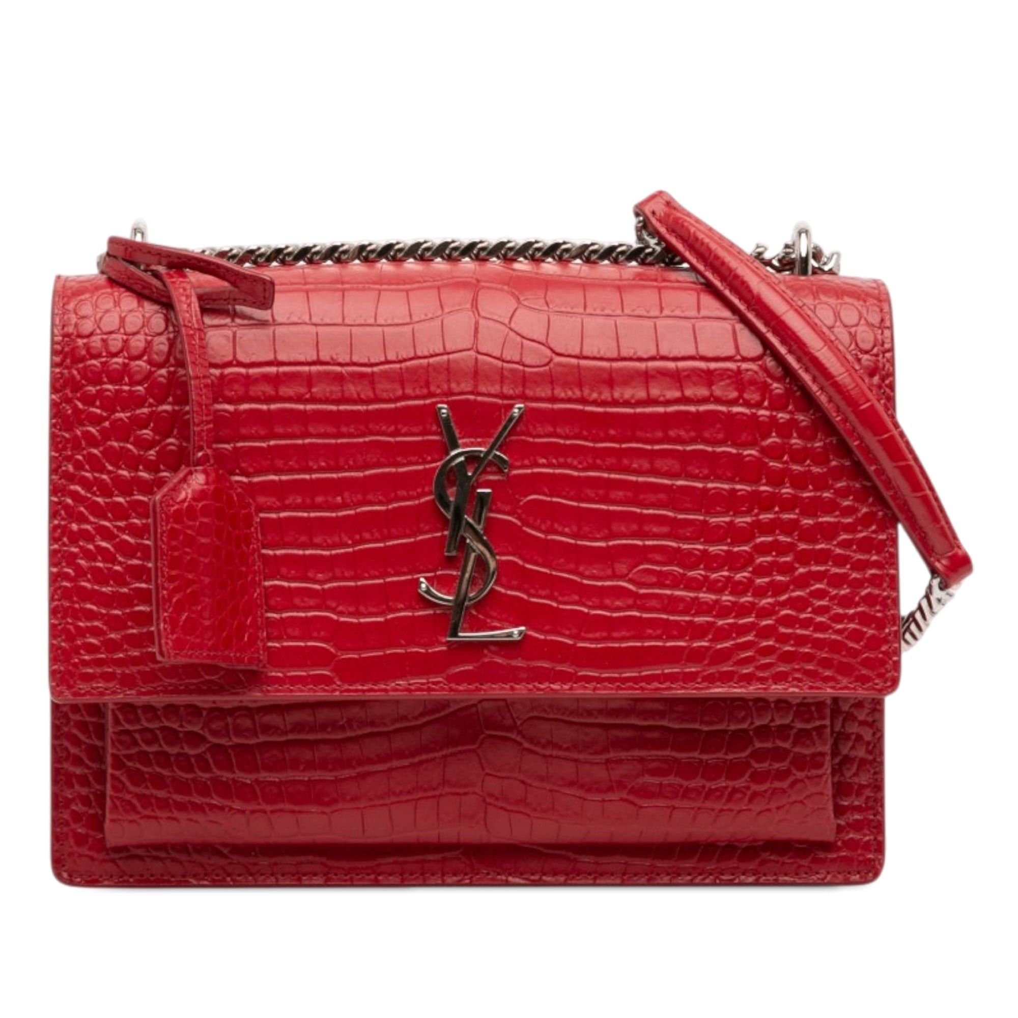 Saint Laurent Paris Medium Croc Embossed Leather Monogram Sunset Crossbody Size ONE SIZE - 1 Thumbnail