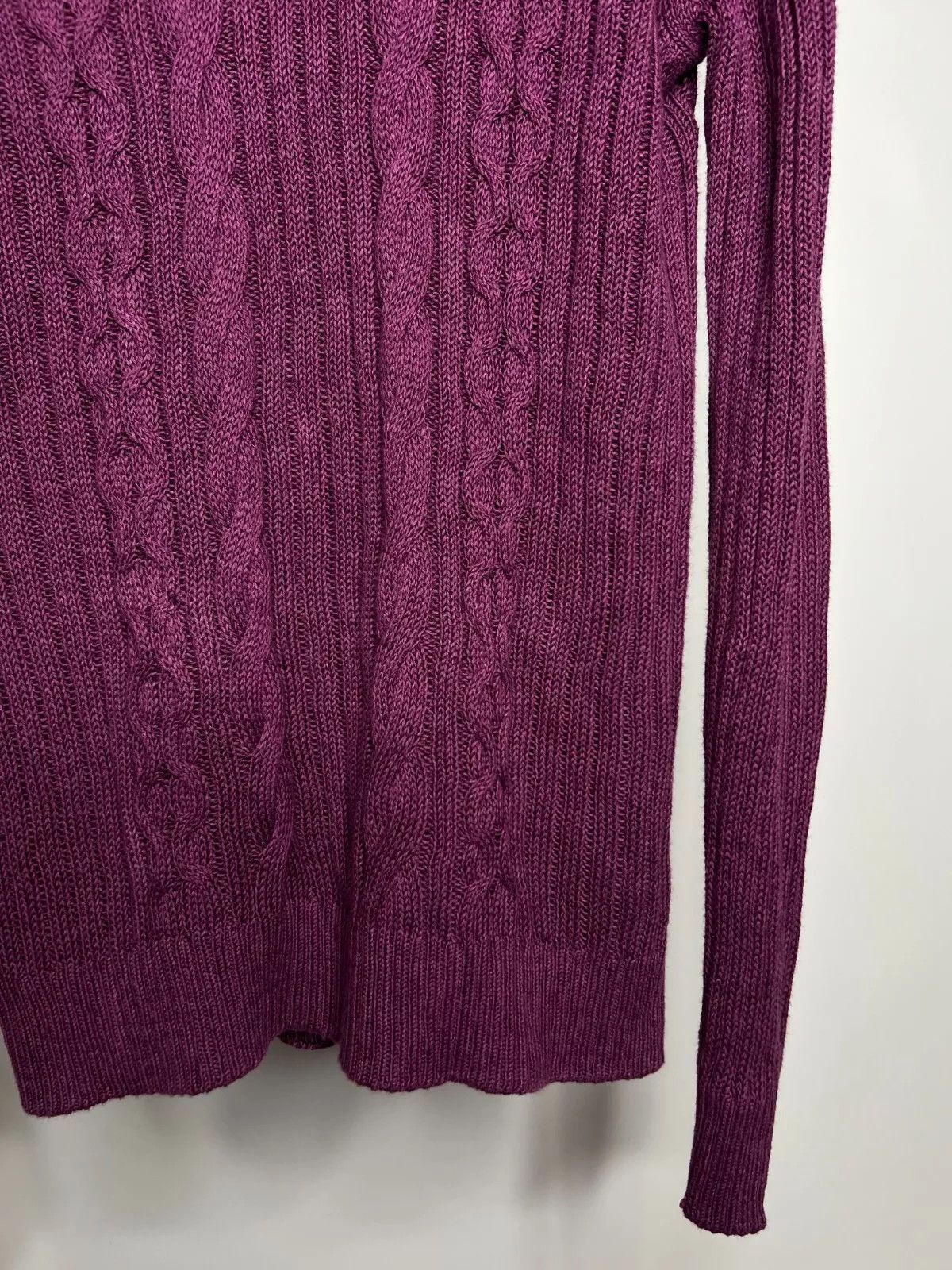Massimo Dutti Massimo Dutti Purple Cable Knit Sweater XL Linen Cotton Size XL / US 12-14 / IT 48-50 - 5 Thumbnail