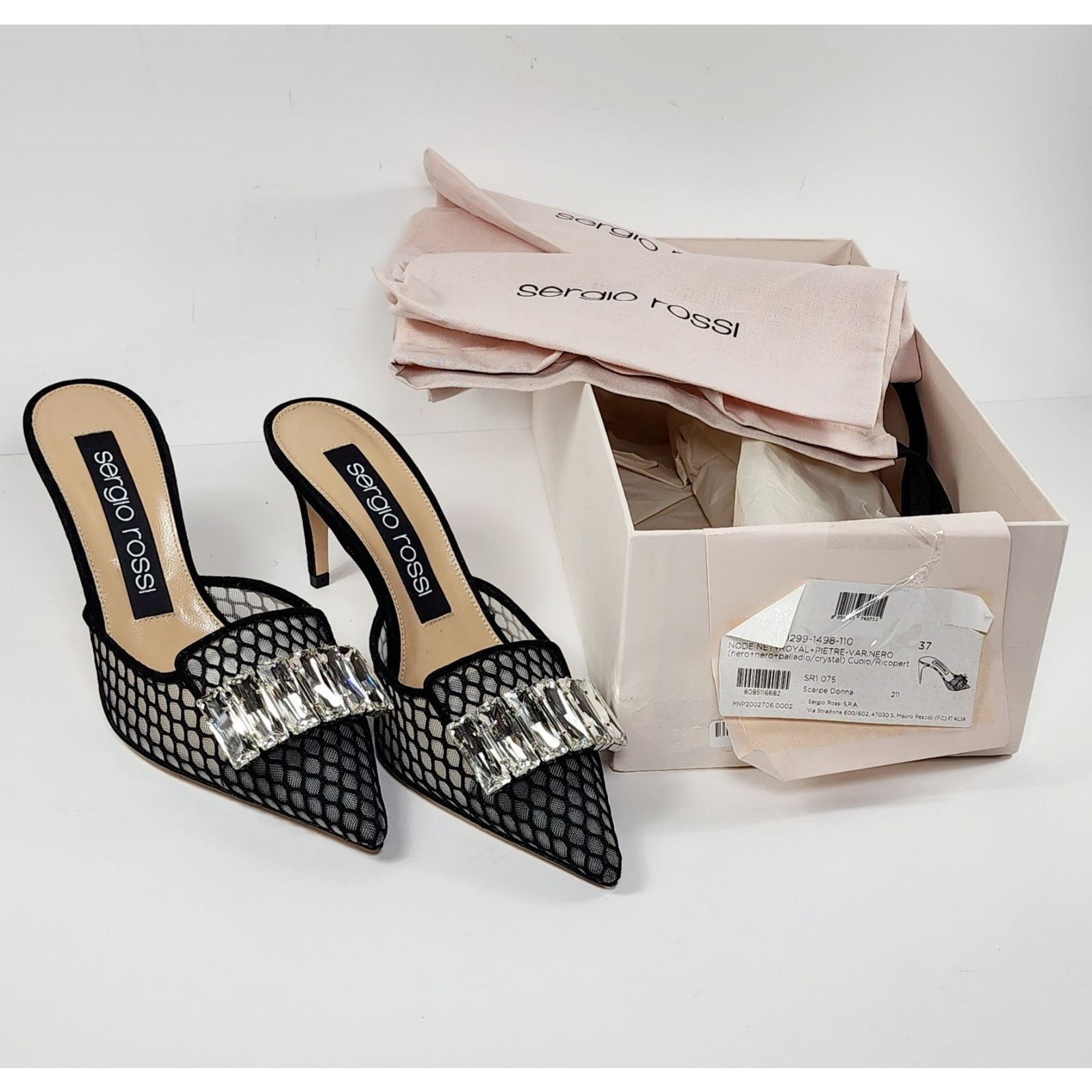 Sergio Rossi SERGIO ROSSI Mule US7 UK4 EU37 Mesh Rhinestone Made in Italy Size US 7 / IT 37 - 8 Thumbnail