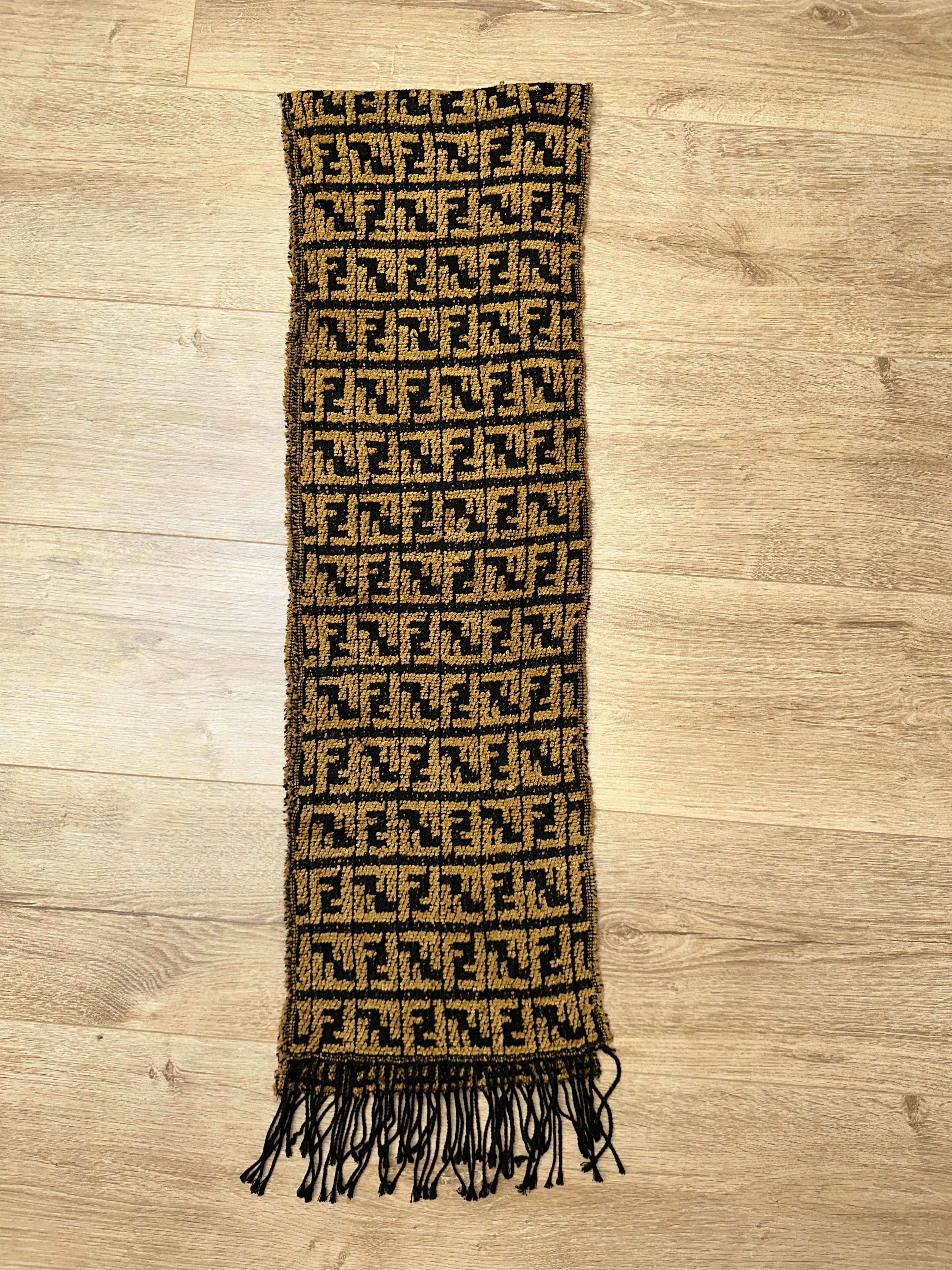 Fendi Gray Fendi Zucca Vintage Wool Scarf 165x30cm Logo Check Size ONE SIZE - 6 Thumbnail