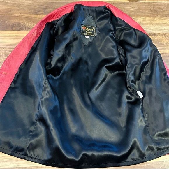 Other Vintage Reed Sportswear Red Soft Leather Blazer Jacket Size M / US 6-8 / IT 42-44 - 6 Thumbnail