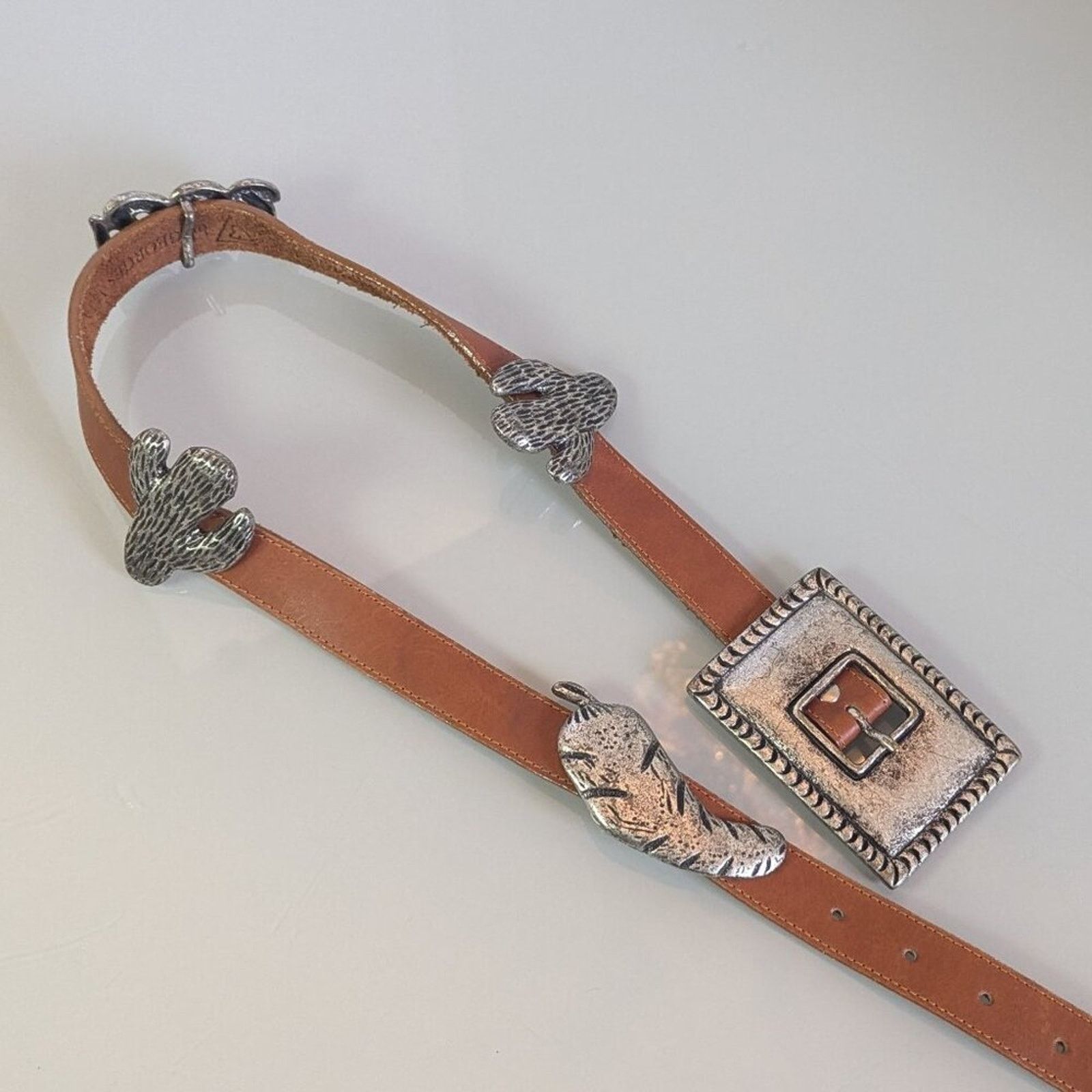 Guess Guess Vintage Leather Belt Metal Cactus Snake Chili Pepper Size ONE SIZE - 2 Thumbnail