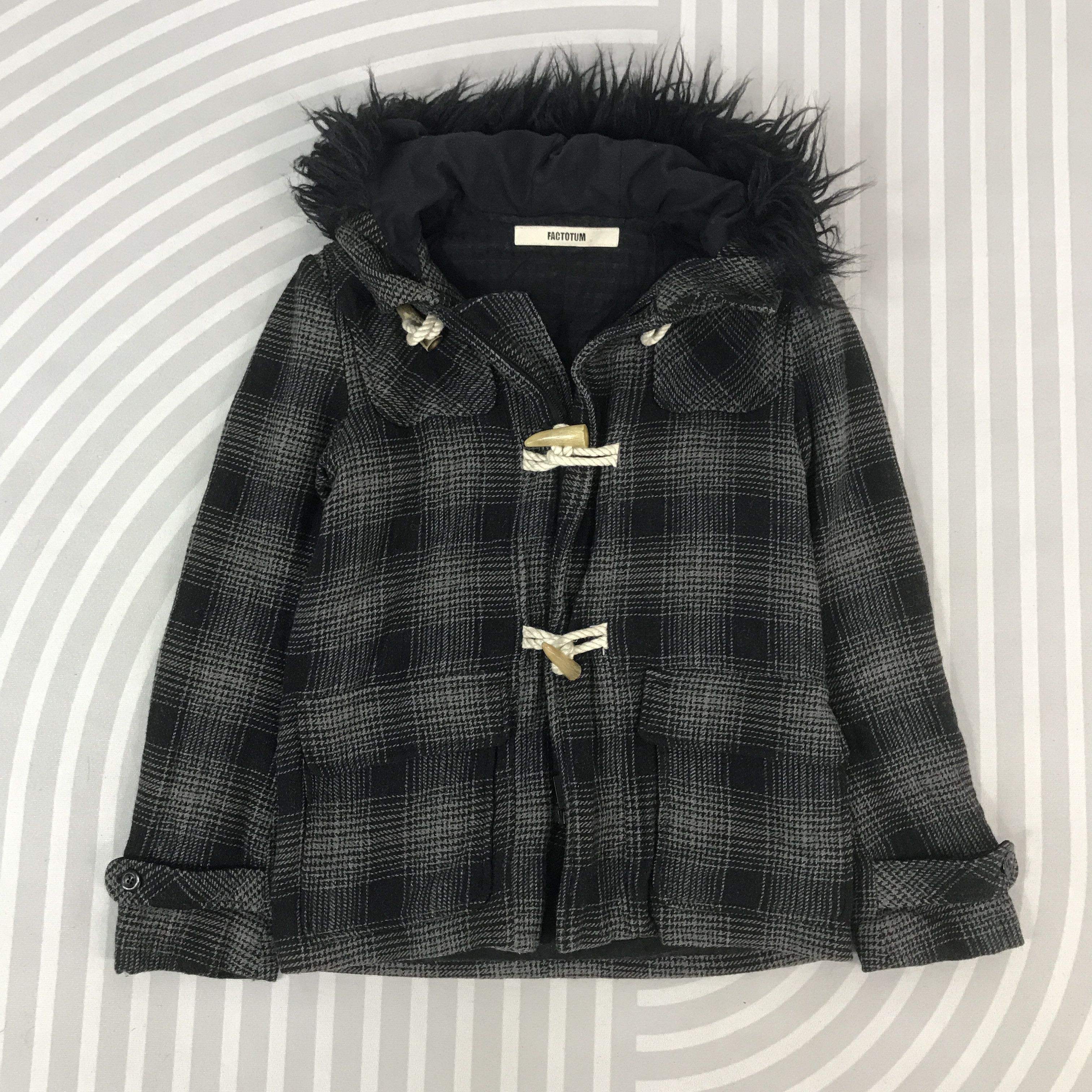 FACTOTUM Vintage Factotum Black Tartan Fur hoodie Jacket Size US M / EU 48-50 / 2 - 1 Thumbnail