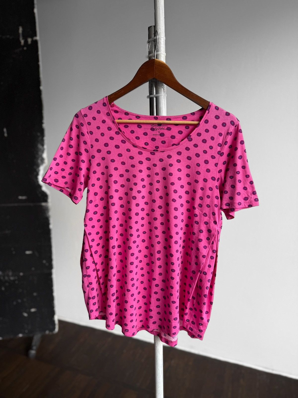Gudrun Sjoden Gudrun Sjoden Womens Pink Polka Dot Short Sleeve T-Shirt Size S / US 4 / IT 40 - 1 Thumbnail