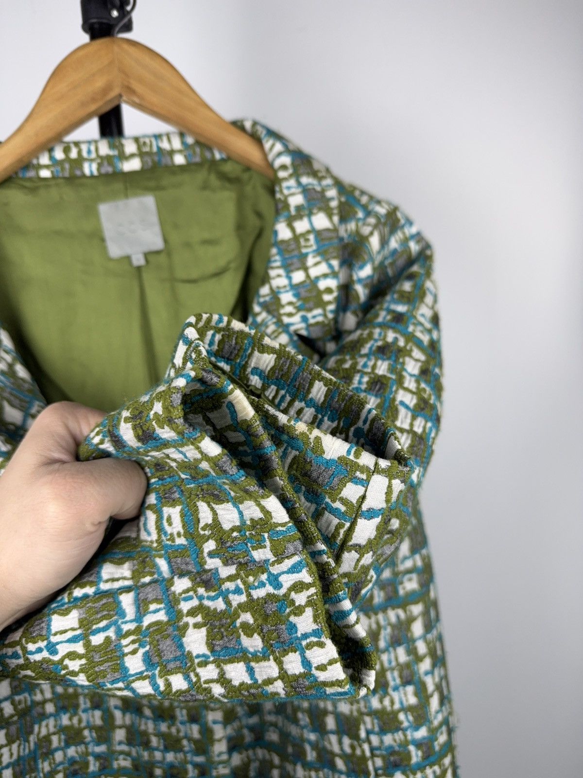 Cos COS Textured Jacquard Coat Green Abstract Pattern SZ 36 S/M Size S / US 4 / IT 40 - 4 Thumbnail