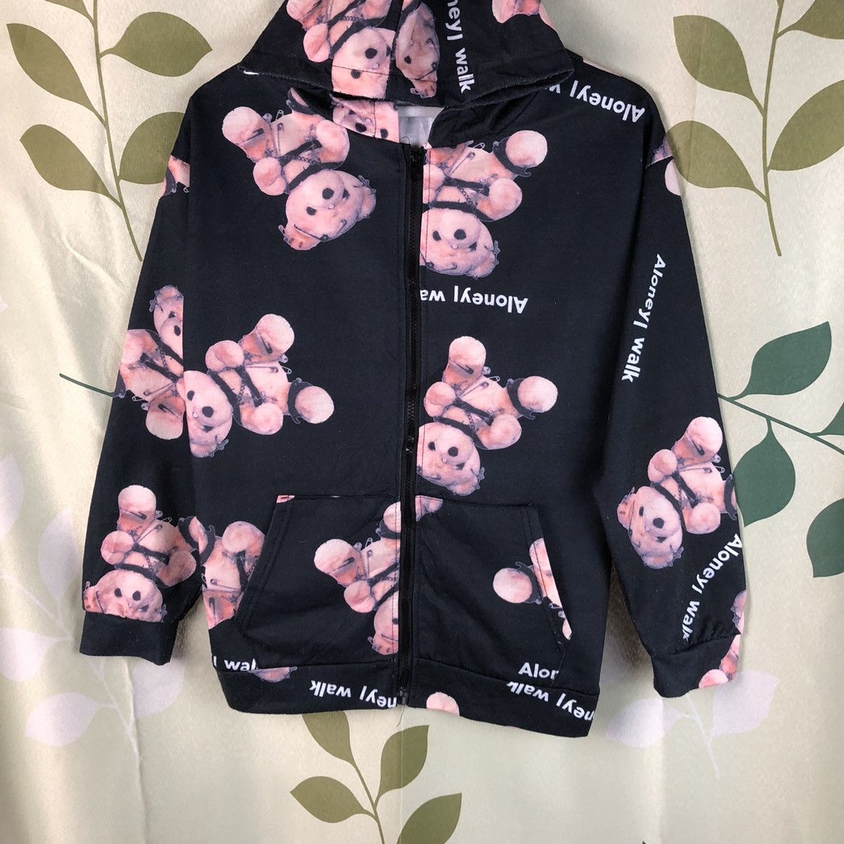 Japanese Brand × Vintage Full print teddy bear A Lonely I Wake Black Hoodie #7465 Size M / US 6-8 / IT 42-44 - 3 Thumbnail